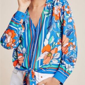Anthropologie Maeve, Scarf Printed Blouse size Medium